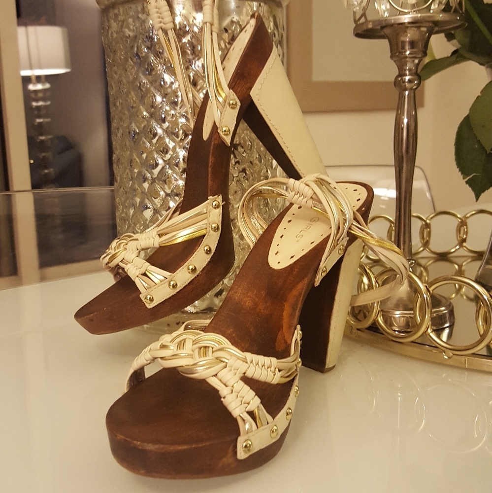 Tan, Brown, Gold Wedges